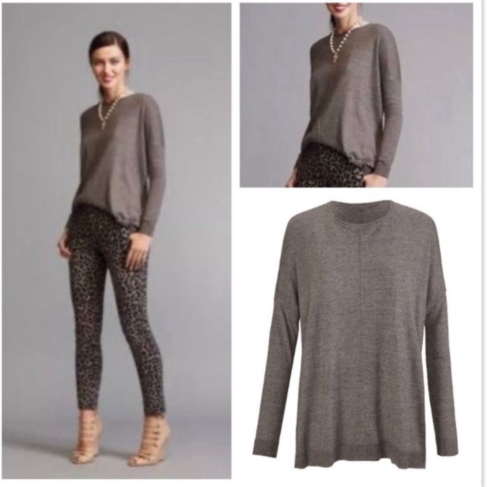 CAbi Mushroom Gray Oversized Tunic Sweater Style #3305 - size Large